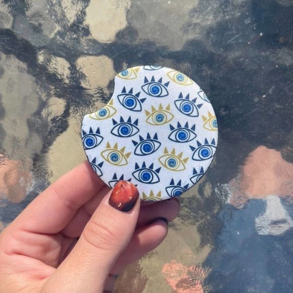 All Seeing Eye Car Coaster Set | Evil Eye Coaster - Picture 3 of 11